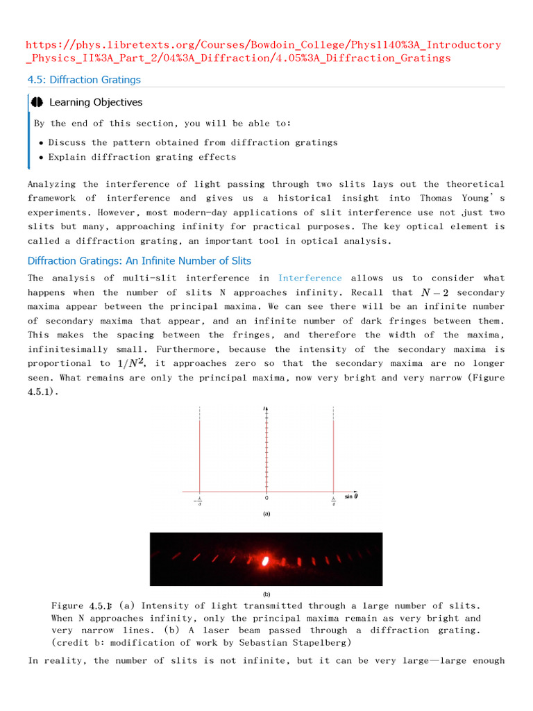 4.5 - Diffraction Gratings - Physics LibreTexts | PDF | Diffraction ...