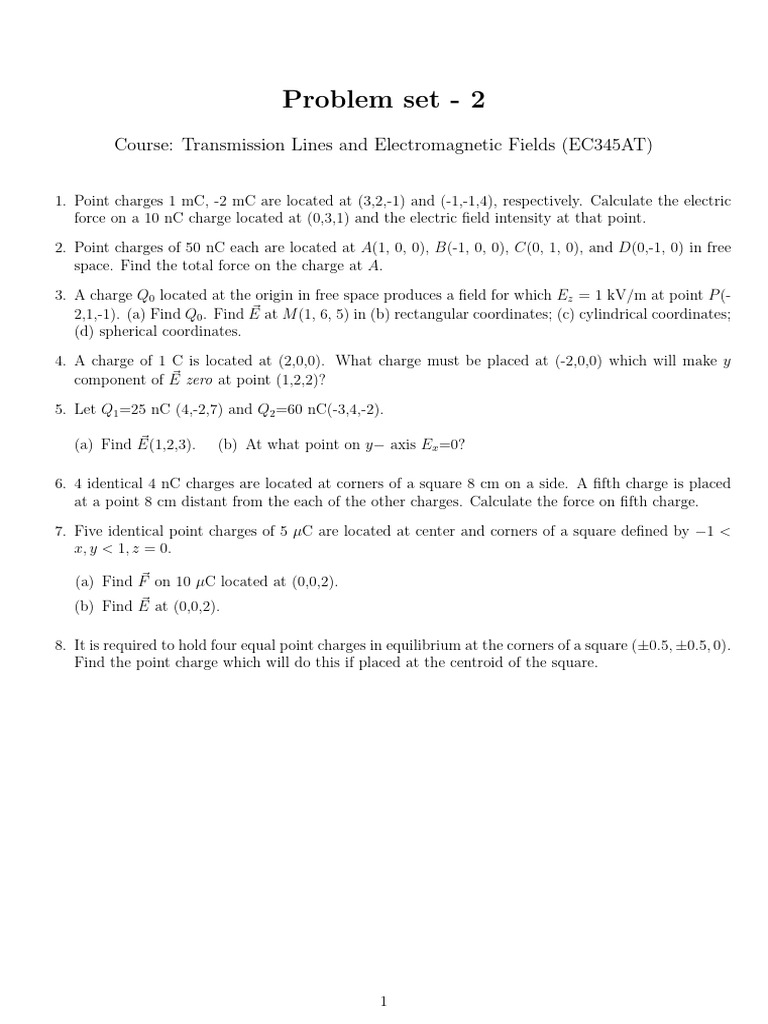Electric Force and Field Calculations | PDF