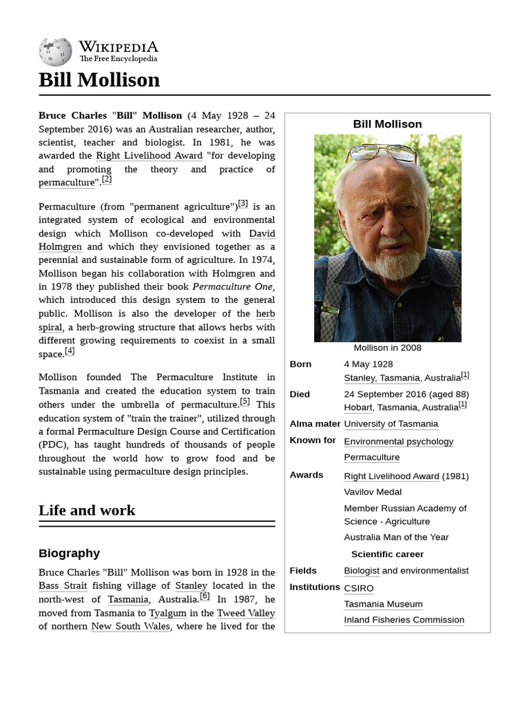 20241205 Bill Mollison | PDF | Natural Environment | Agriculture