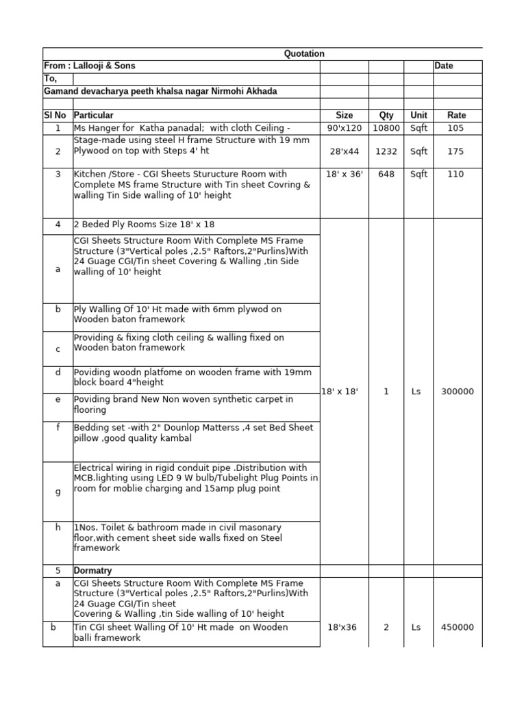 Vyas Peeth Design Quotation Details | PDF | Plywood | Building Materials