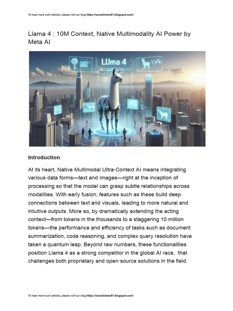 Llama 4 :10M Context, Native Multimodality AI Power by Meta AI | PDF ...
