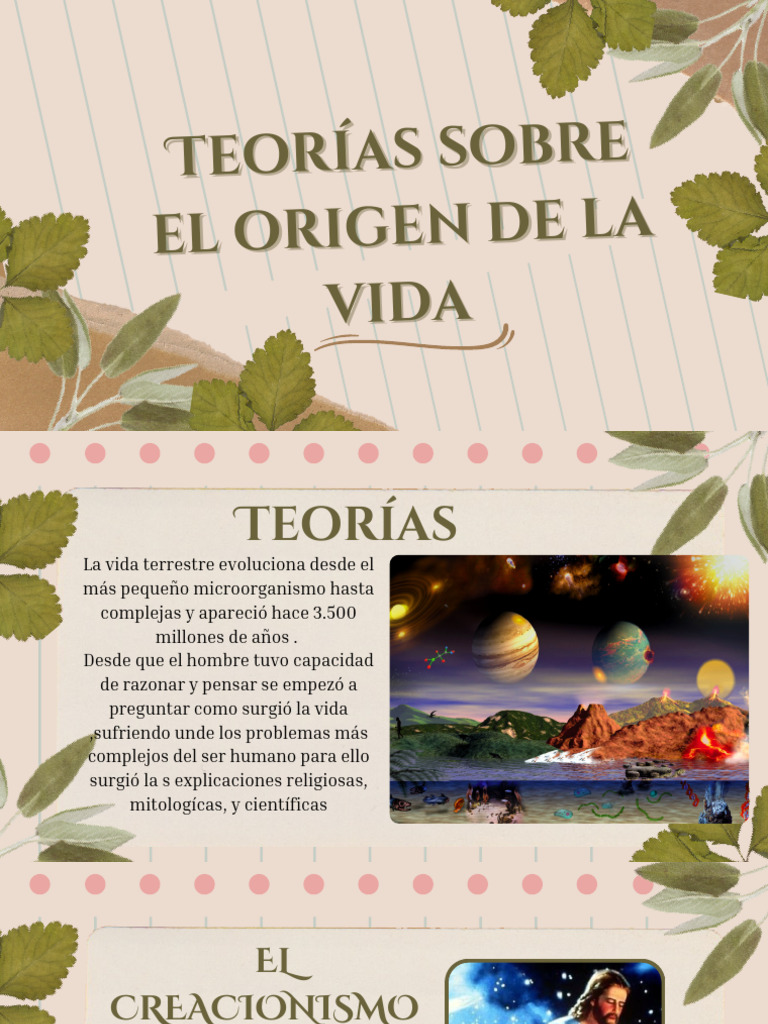 Teorías del origen de la vida terrestre | PDF | Biología | Naturaleza