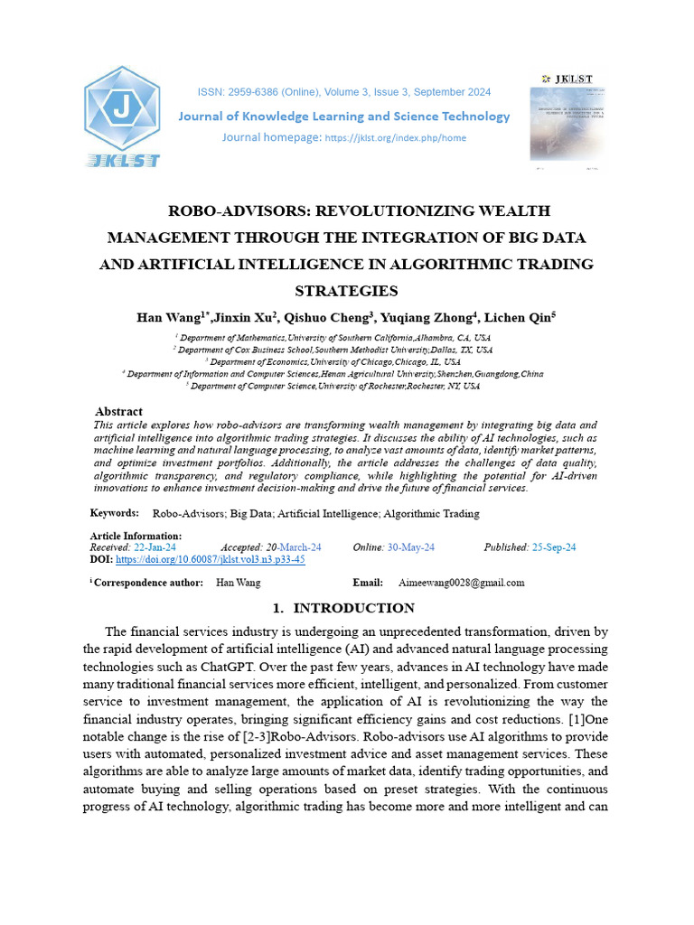 Robo-Advisors Transforming Wealth Management | PDF | Algorithmic ...