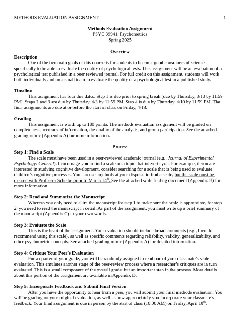Evaluate Psychological Tests Assignment | PDF | Peer Review | Psychology