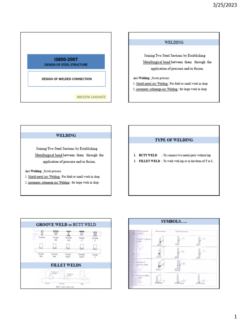 Class Steel Welded Handouts | PDF | Welding | Construction