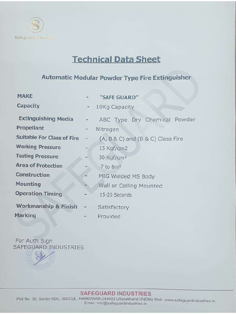 Safegaurd TDS Abc 10 KG Automatic Modular | PDF