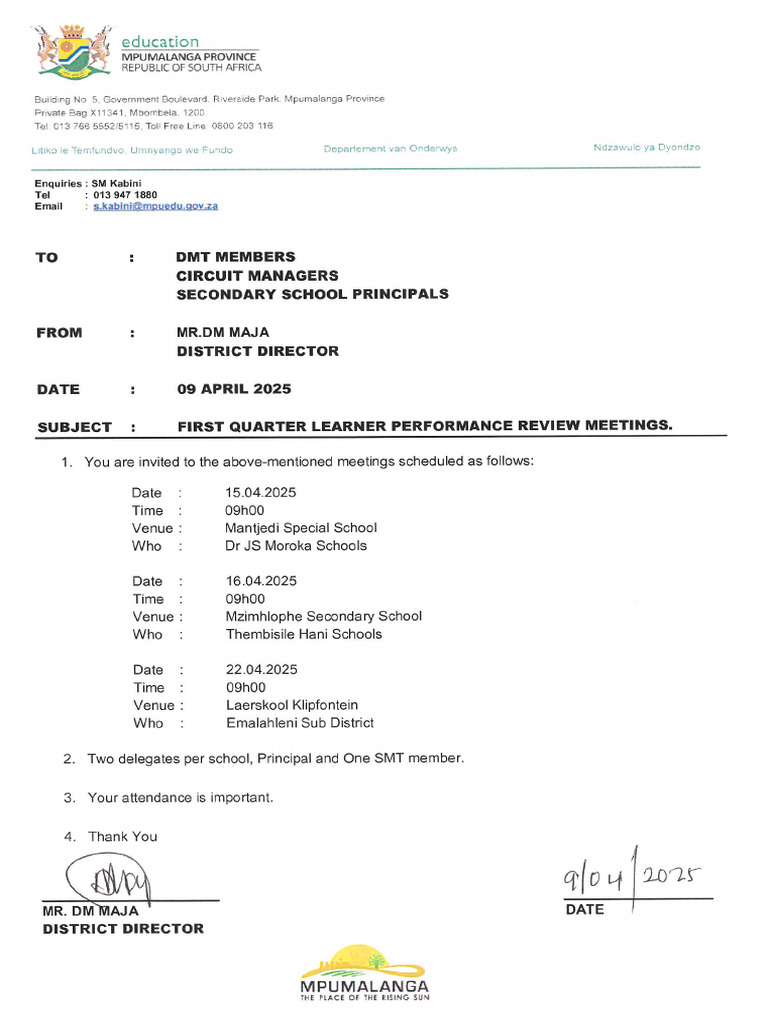 First Quarter Learner Performance Review Meetings. | PDF