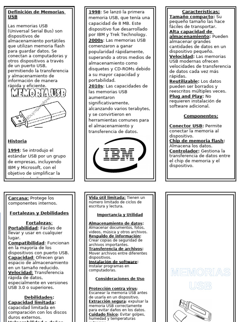 Memorias USB: Características y Usos | PDF | Memoria USB | USB