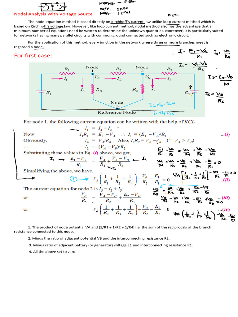Nodal Analysis with Voltage Sources | PDF