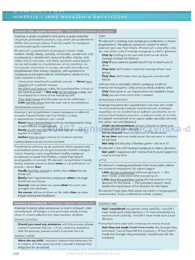 Inwersja Teoria Rep Longman STR 1 | PDF