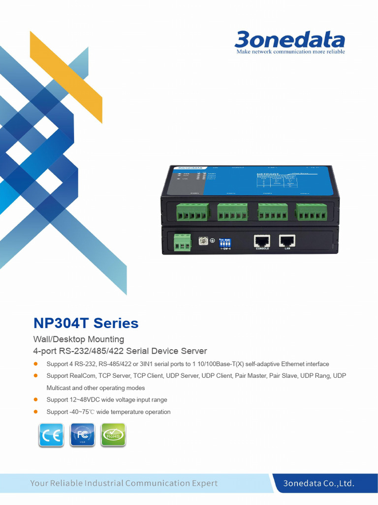 NP304T 4-Port Serial Device Server | PDF | Port (Computer Networking ...