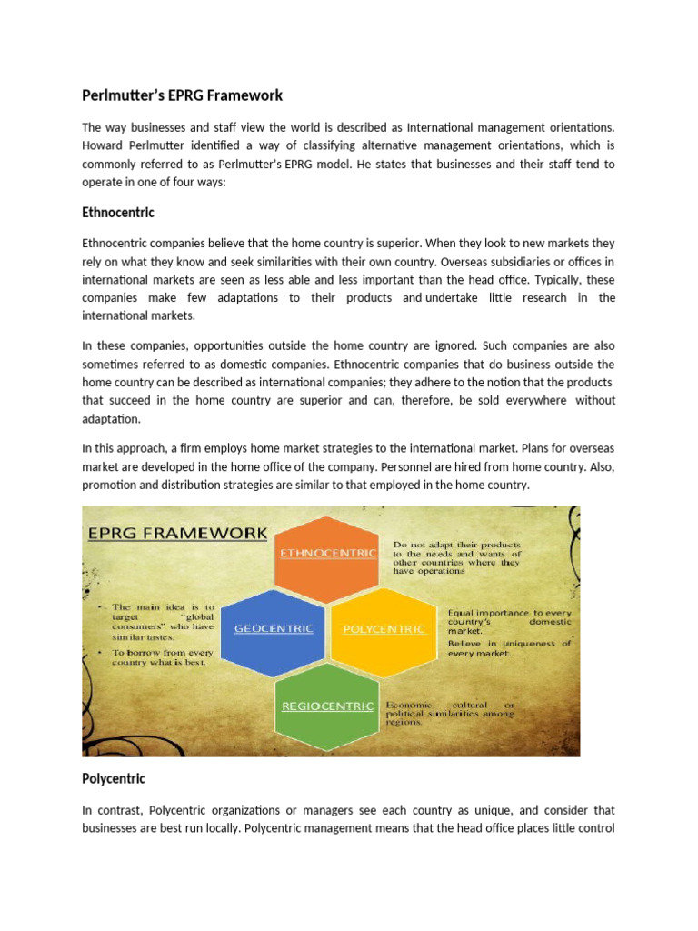 Perlmutter's EPRG Model Explained | PDF | Mc Donald's | Marketing