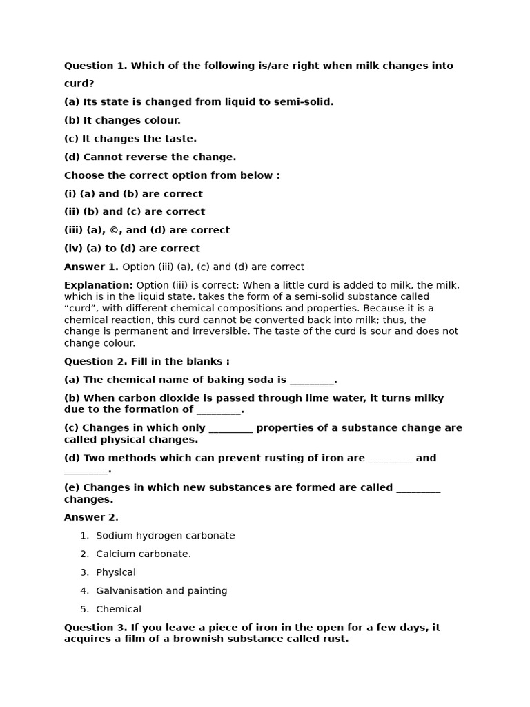 Chemical Changes and Rust Formation | PDF | Sodium Bicarbonate ...