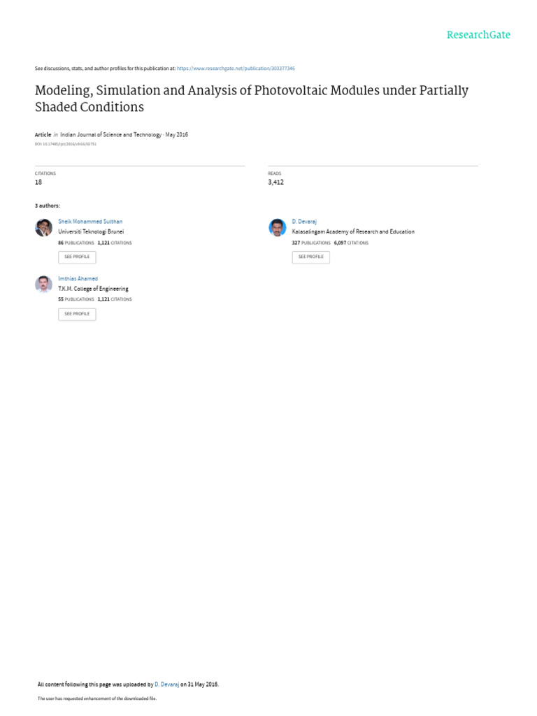 PV Module Analysis Under Partial Shading | PDF | Photovoltaics | Solar ...