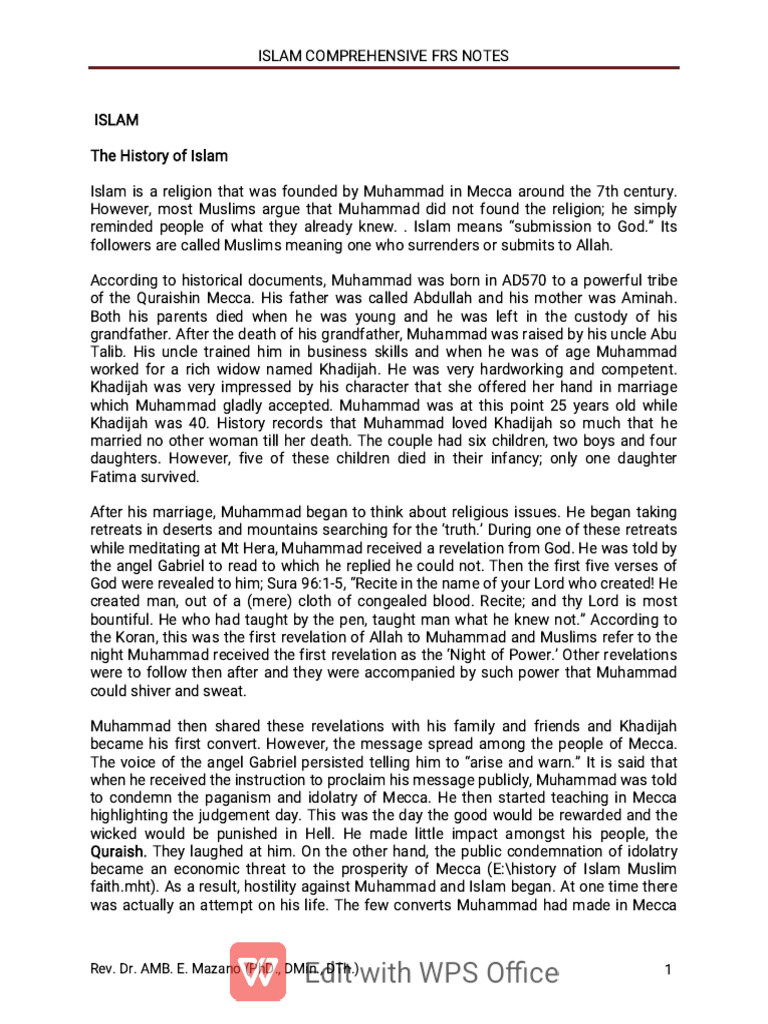 ISLAM COMPREHENSIVE NOTES | PDF | Prophets And Messengers In Islam ...