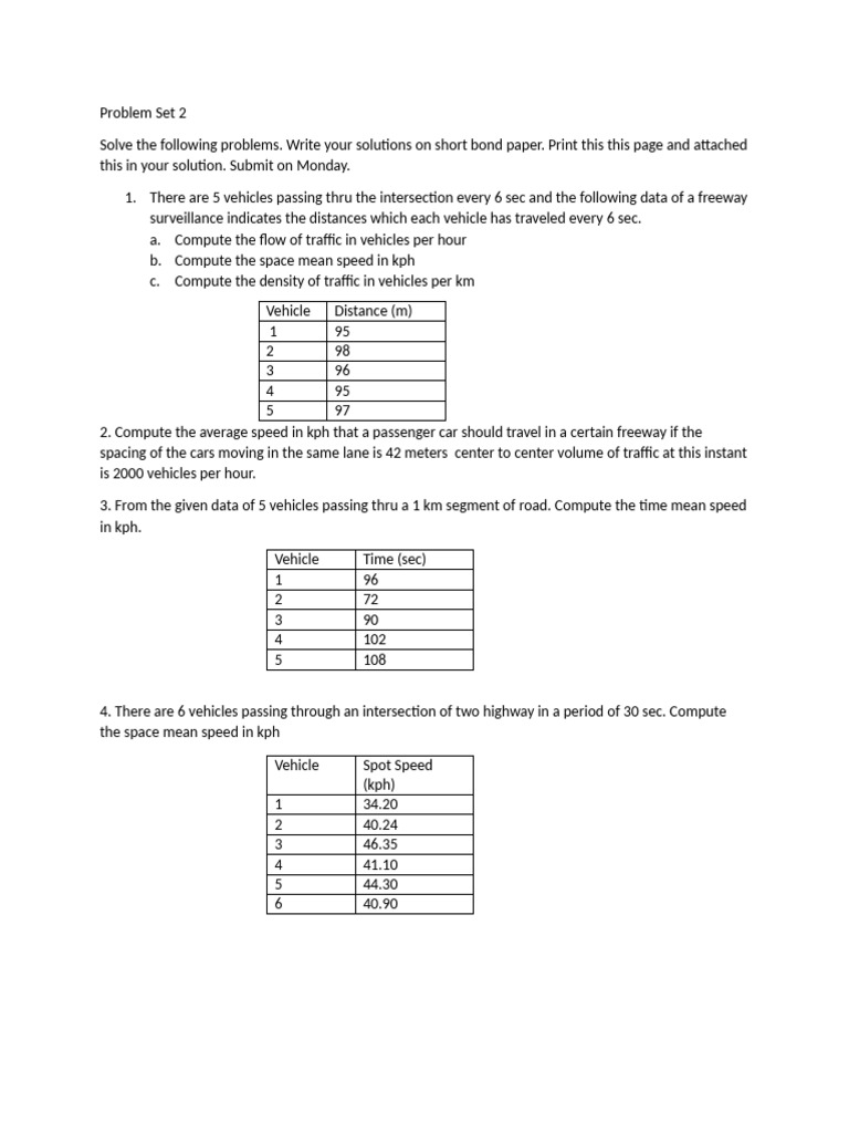 Traffic Flow and Speed Calculations | PDF