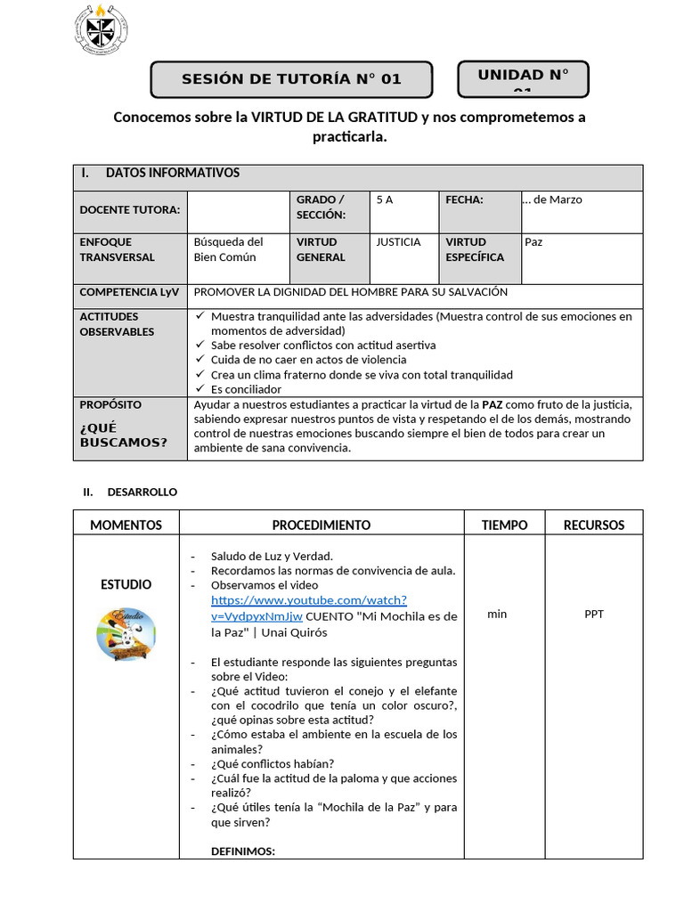 Actividades para Fomentar la Paz Infantil | PDF | Paz | Virtud