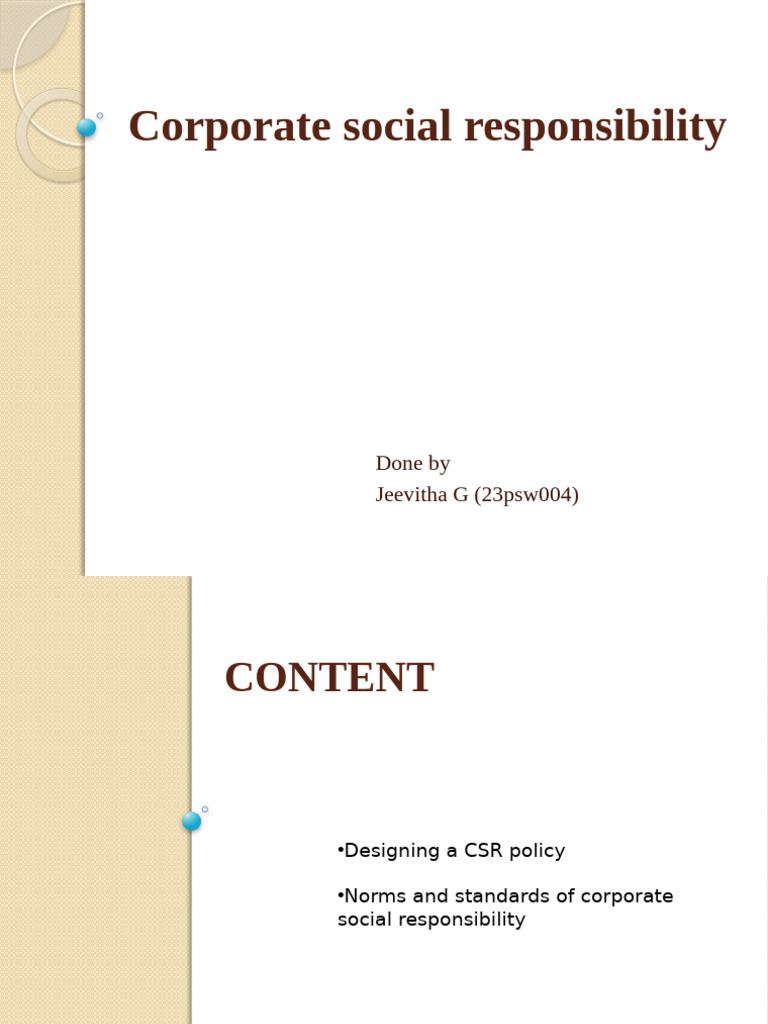 Corporate Social Responsibility Policy Guide | PDF | Corporate Social ...