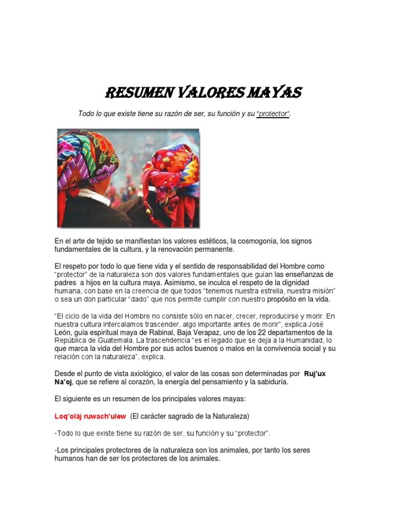 VALORES MAYAS