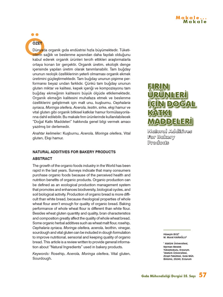 Natural Additives For Bakery Products | PDF