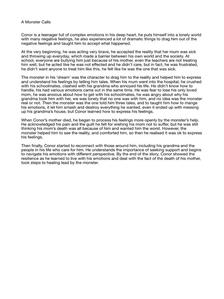 A Monster Calls Summary | PDF | Emotions