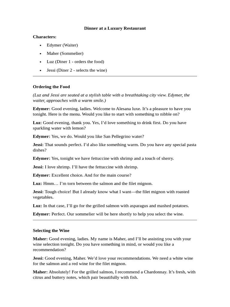 Luxury Restaurant Dining Experience | PDF | Restaurants | Waiting Staff