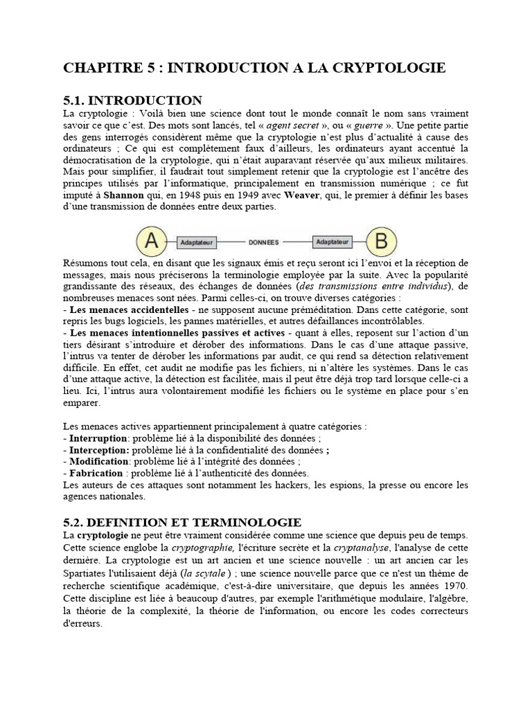 Introduction à la cryptologie et cryptographie | PDF | Cryptage ...