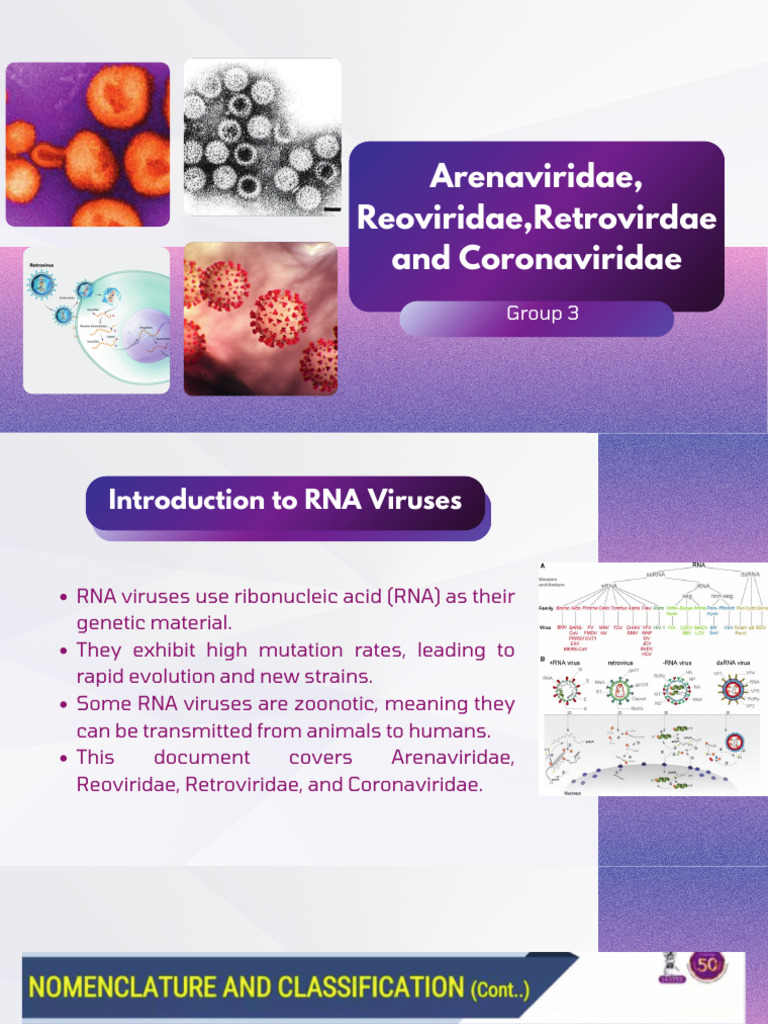Group 3 - Arenaviridae, Reoviridae, Retroviridae, Coronaviridae | PDF ...