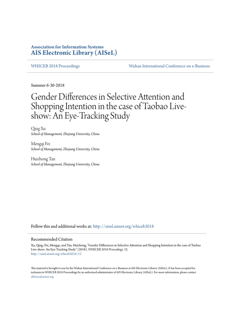 Gender Differences in Shopping Intentions | PDF | Attention | Neuroscience
