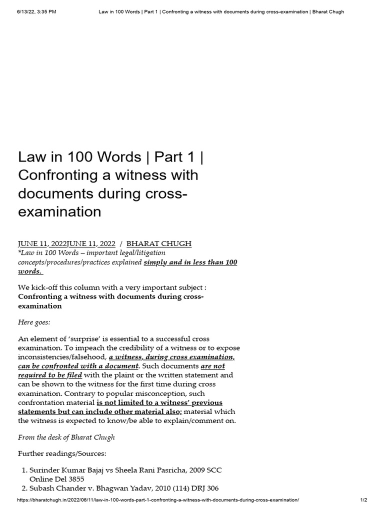 Confronting Witnesses with Documents | PDF | Witness | Public Law