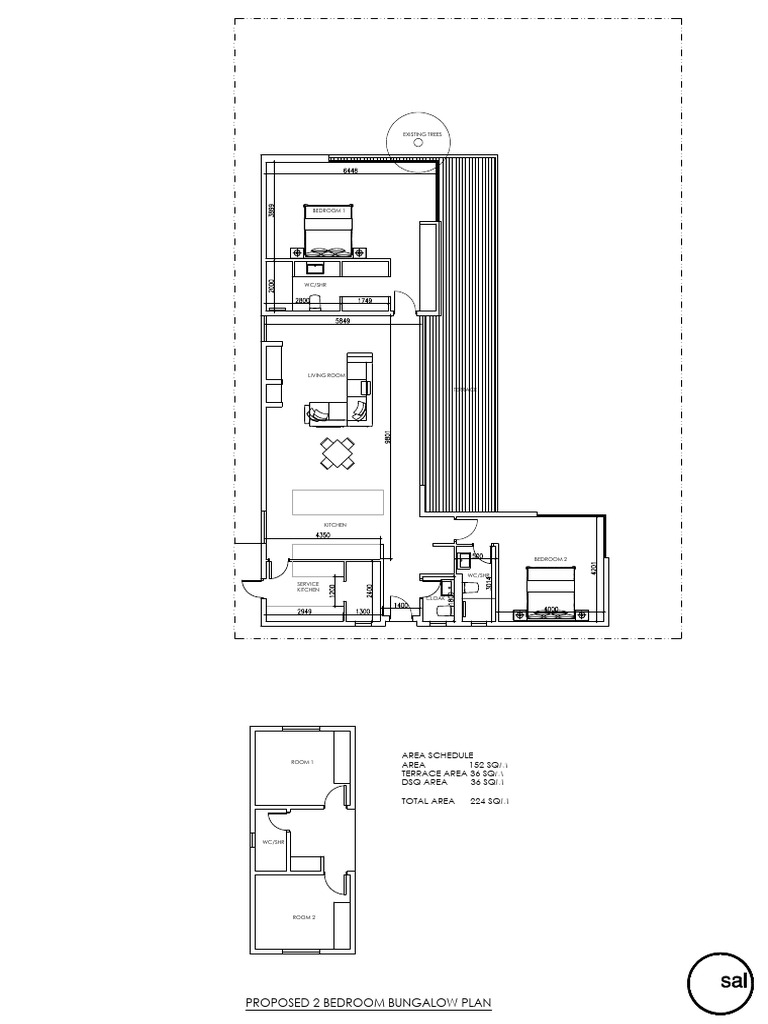 Proposed 2 Bedroom Bungalow Plan | PDF
