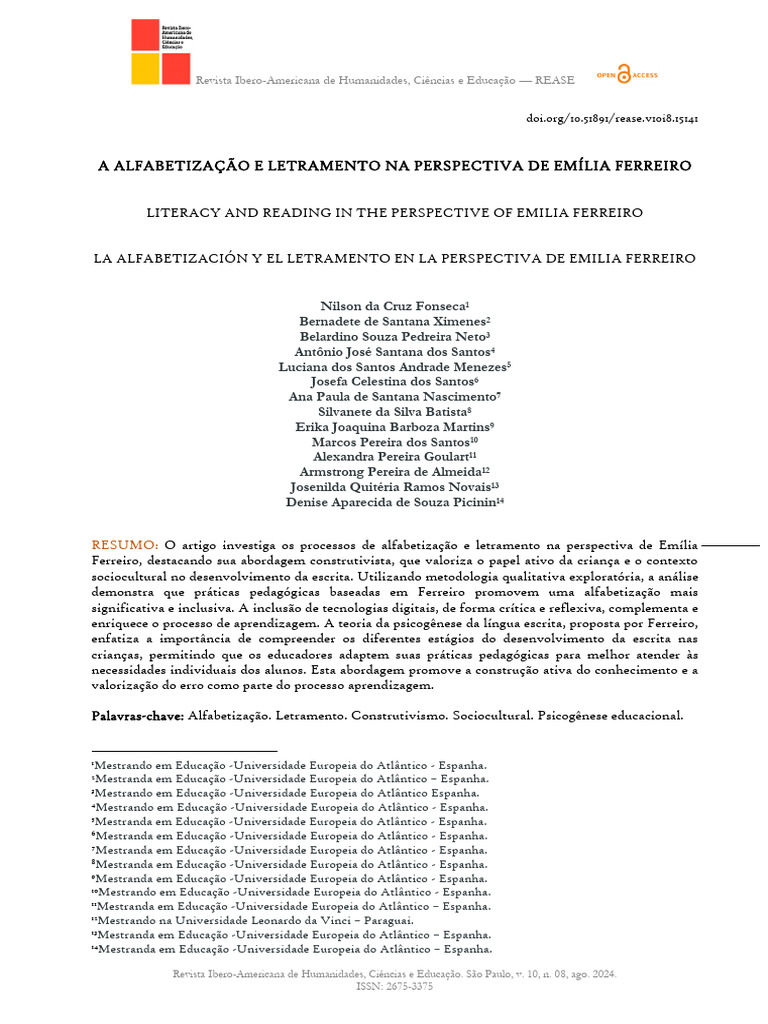 Alfabetização e Letramento por Emília Ferreiro | PDF | Alfabetização ...