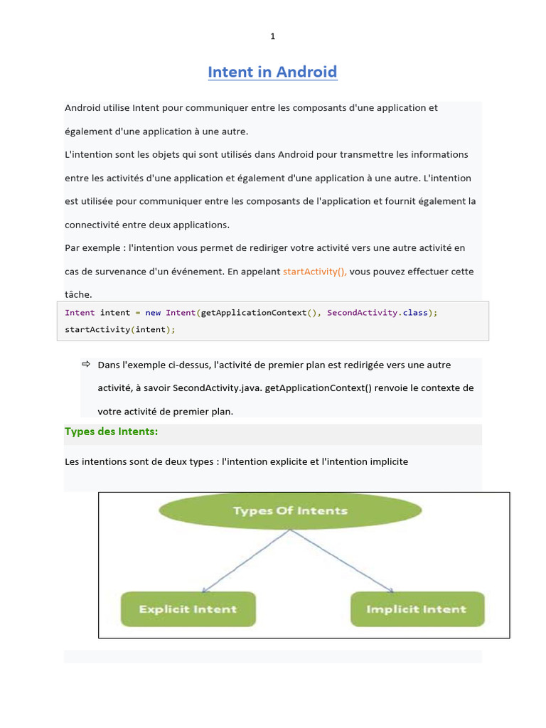 Comprendre les Intents en Java Android | PDF | Java (Langage de ...