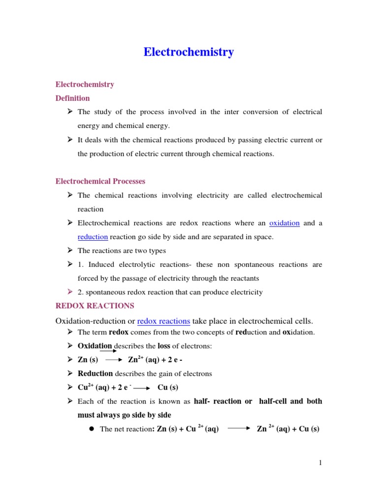 Redox Reactions and Electrochemical Cells | PDF | Electrochemistry | Redox