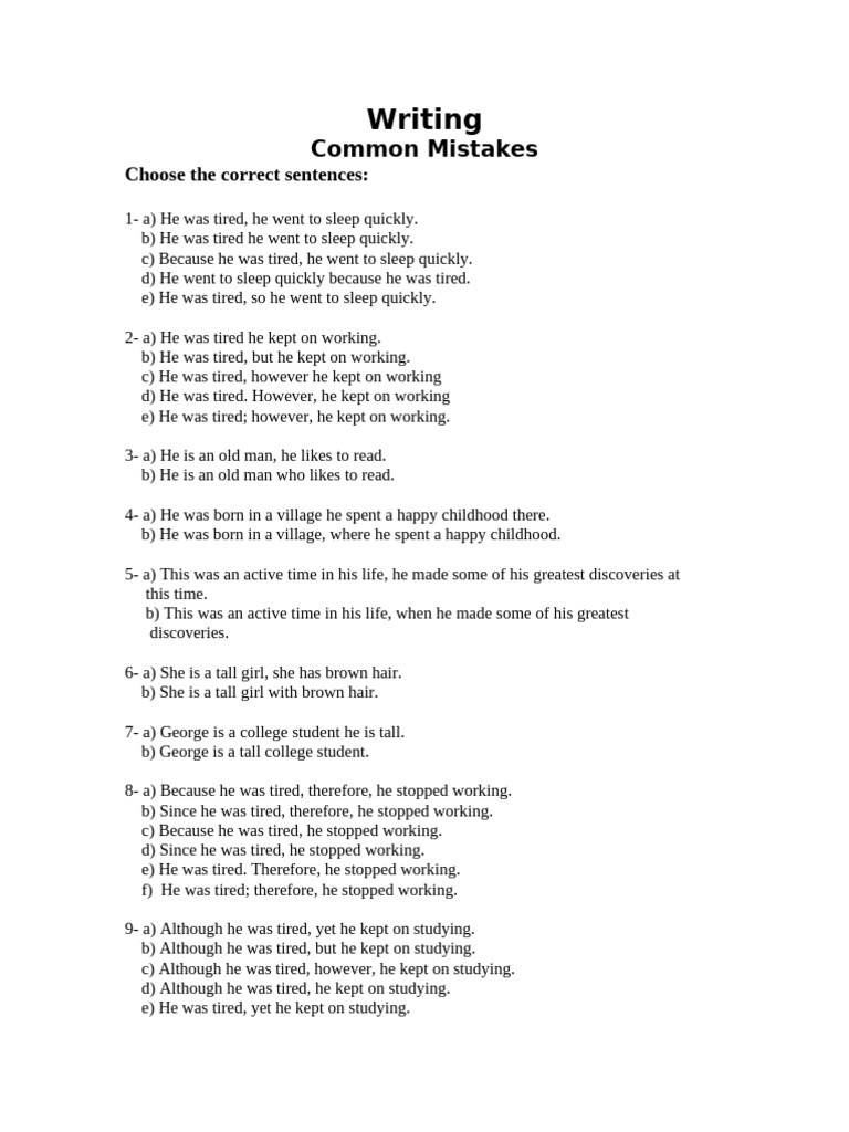 Common Sentence Mistakes in English | PDF | Knowledge