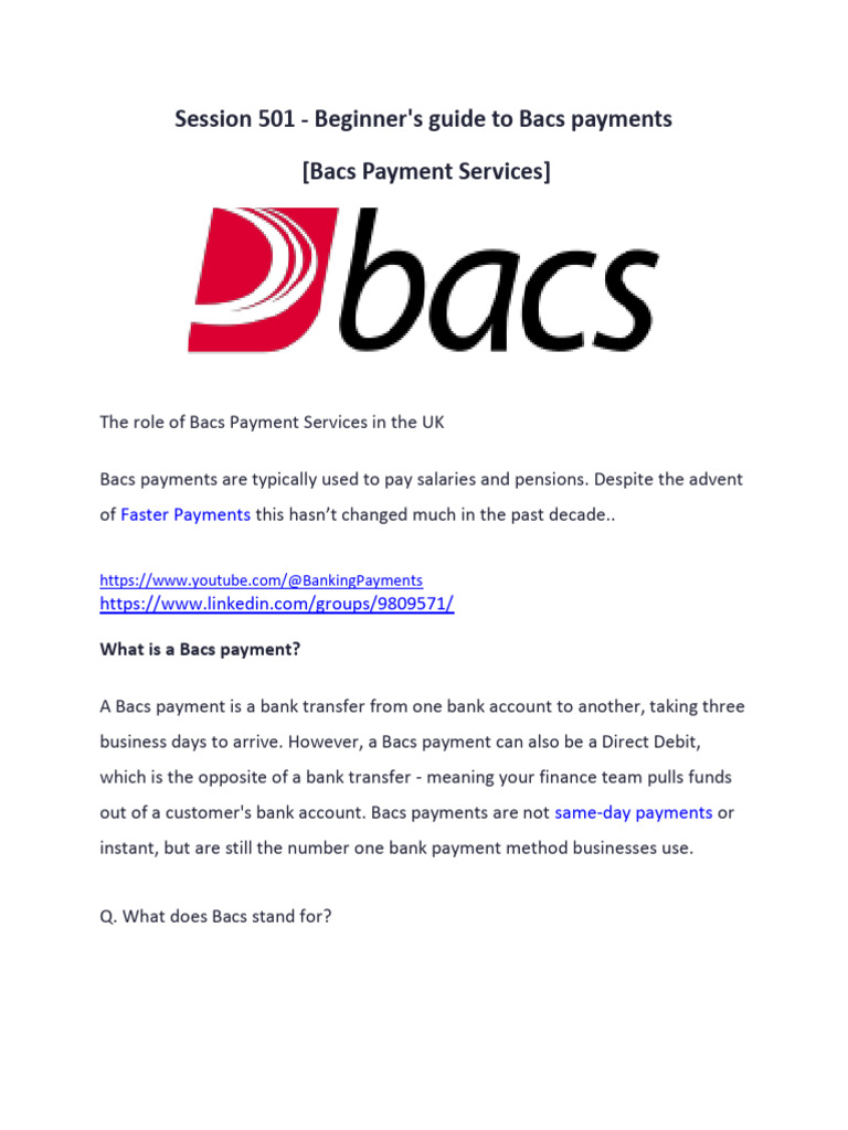 Beginner's Guide to Bacs Payments | PDF | Debit Card | Credit Card