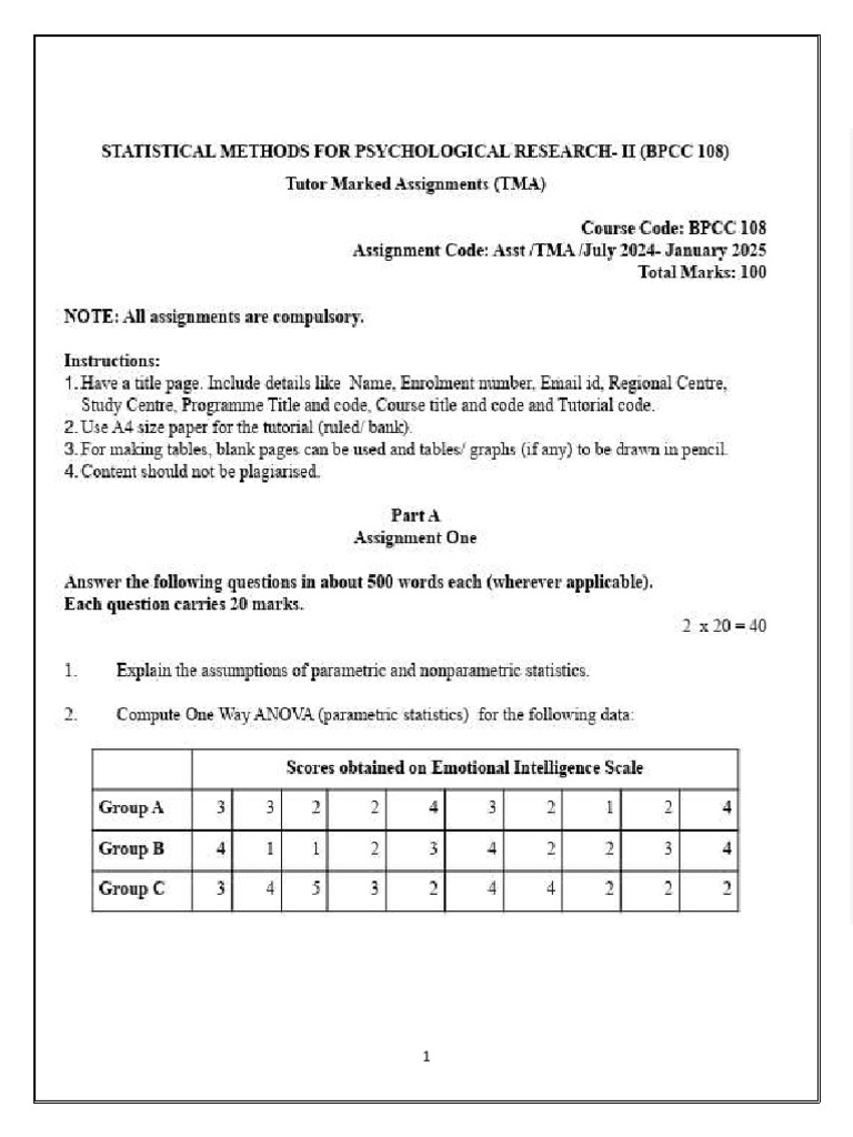 BPCC 108 Assignment: Stats Overview 2024-25 | PDF | Statistics | Robust ...