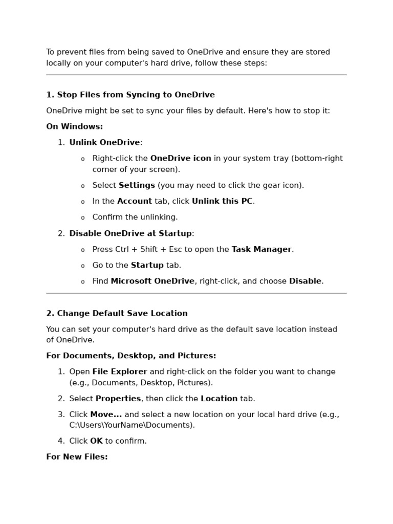 To Prevent Files From Being Saved To OneDrive and Ensure They Are ...