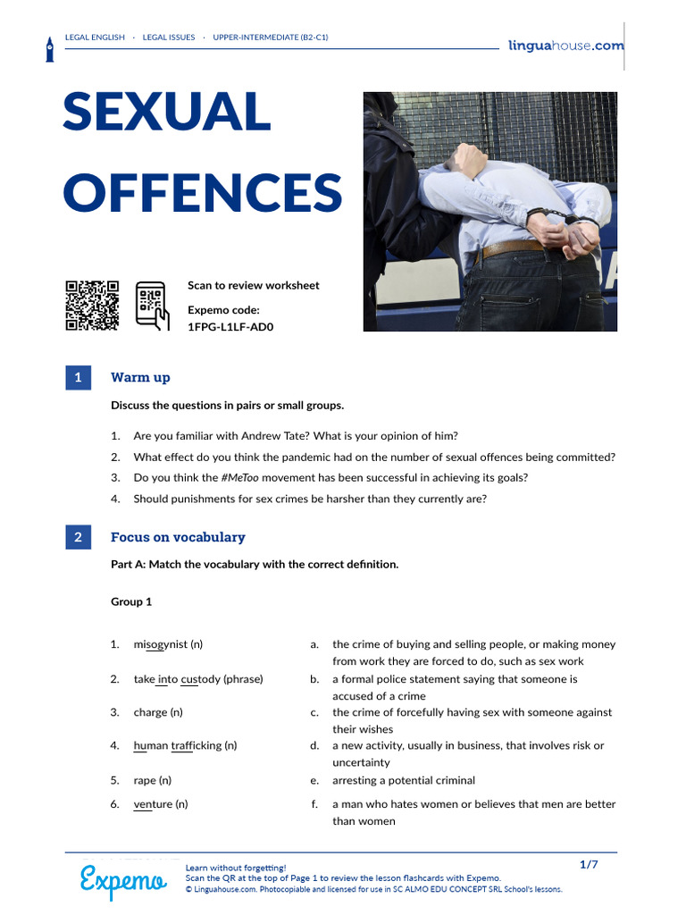 Sexual Offences British English Teacher B2 C1 | PDF | Rape | Crimes