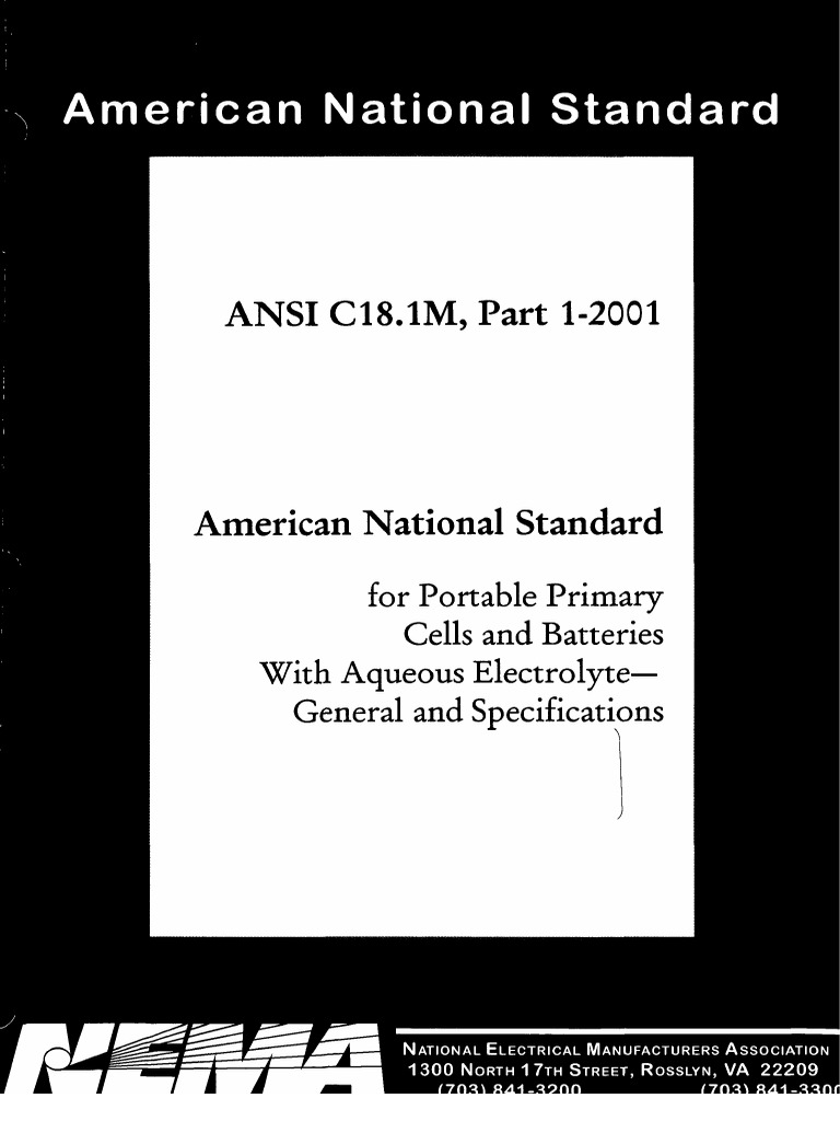 ANSI C18.1M Part 1 2001 Portable Batteries Cell Safety | PDF