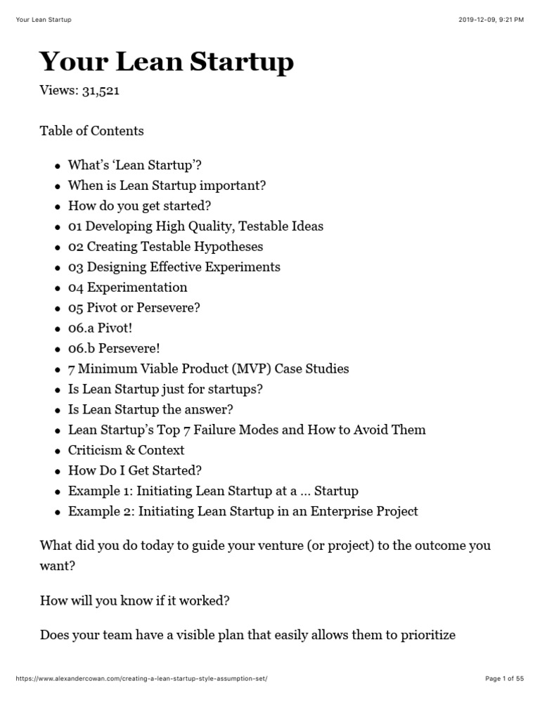 Lean Startup Experimentation Guide | PDF | Lean Startup | Hypothesis