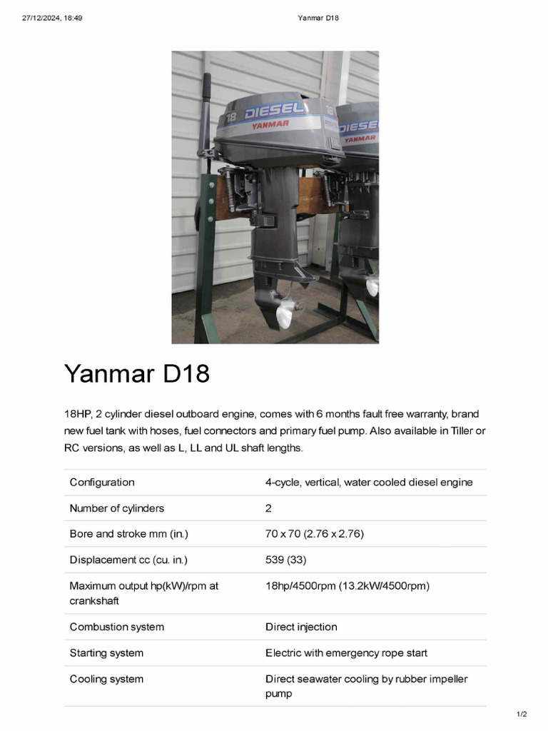 Yanmar D18 | PDF