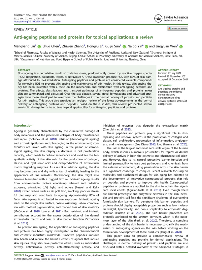 Anti-Ageing Peptides for Skin Health | PDF | Epidermis | Skin