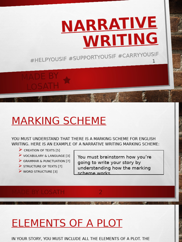 Narrative Writing Guide and Tips | PDF | Language Mechanics | Syntax