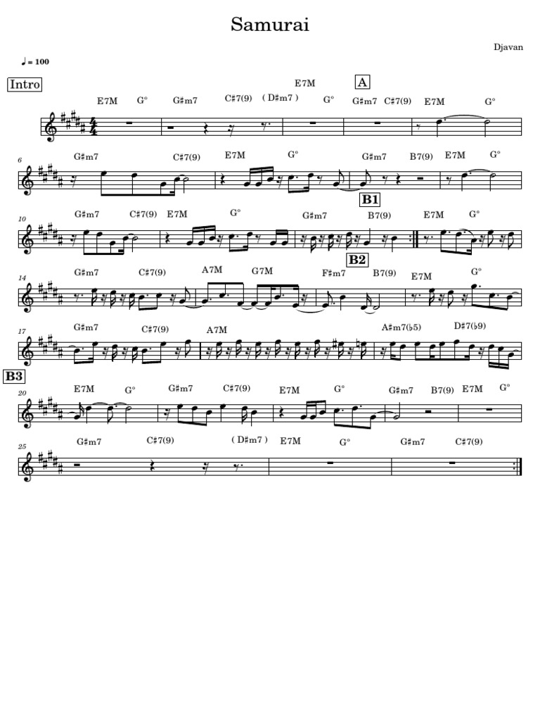 Djavan's Samurai Chords and Lyrics | PDF
