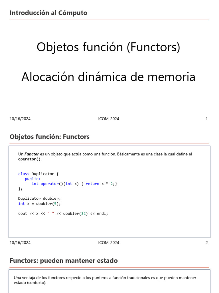 Introducción a Functors y Memoria en C++ | PDF | Matemáticas Aplicadas ...