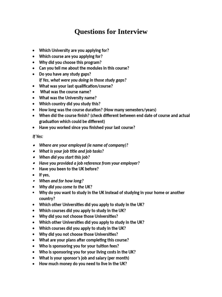 Essential Interview Questions for Students | PDF