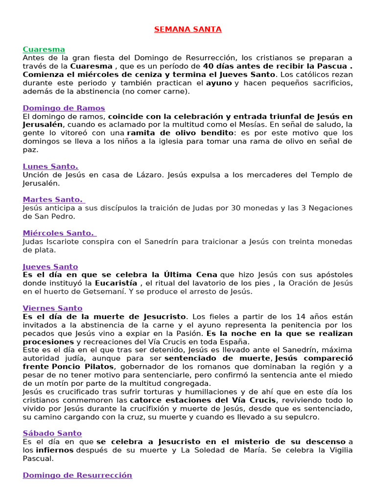 Semana Santa: Significado y Tradiciones | PDF | Pascua de Resurrección ...