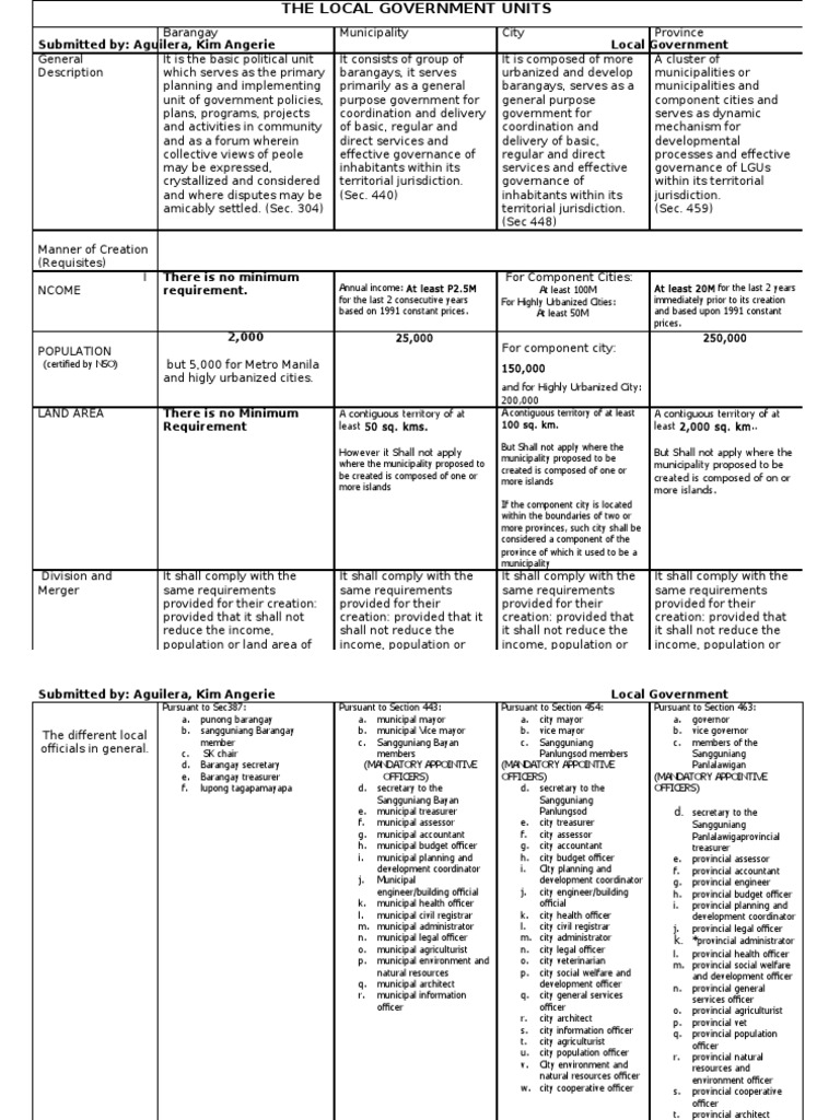 The Local Government Units Local Government Mayor