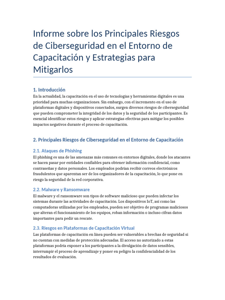 Riesgos de Ciberseguridad en Capacitación | PDF | Seguridad | La ...